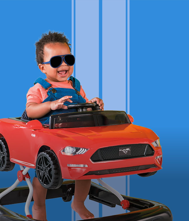 baby in john ford mustang rocker
